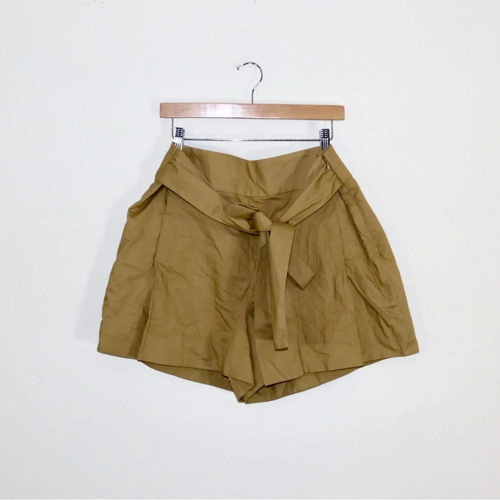 J.Crew Tie-waist Shorts in Cotton Poplin in Honey Brown - Picture 2 of 6